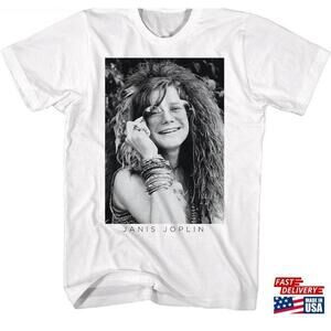 Janis Joplin Bw Glasses White Tshirt Unisex
